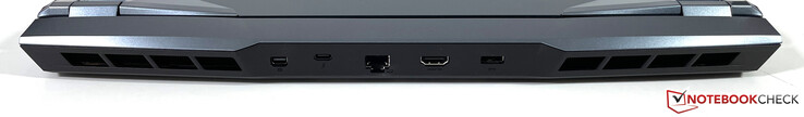 Voltar: Mini DisplayPort, USB-C (4.0 com Thunderbolt 4), Ethernet (2.5 Gb/s), HDMI 2.1, fonte de alimentação