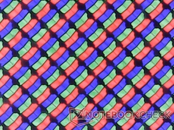Subpixels RGB crocantes com granulometria mínima