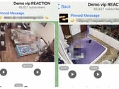 As capturas de tela do grupo do Telegram mostram imagens de câmeras de quartos à venda