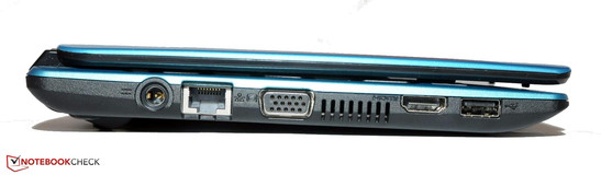 Esquerda: Adaptador de força, LAN, VGA, HDMI, USB 2.0