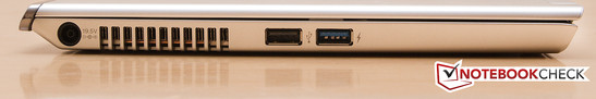 Esquerda: Conector de Força, USB 2.0, USB 3.0