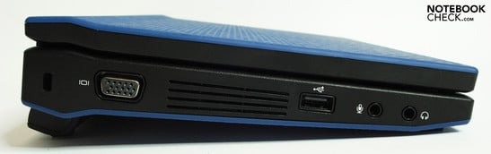 Lado esquerdo: Kensington, VGA, USB com funções de carga, áudio