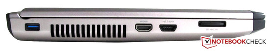 Lado Esquerdo: USB 3.0, HDMI, eSATA/USB combo interface, Leitor de cartões