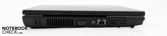 Esquerda: Kensington, VGA, AC, Ethernet, HDMI, USB 2.0, ExpressCard34