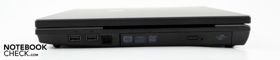 Direita: Dois USB 2.0s, modem, gravador DVD multi.