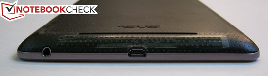 Lado inferior: 3,5 mm áudio, 1x micro-USB