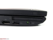 O compartimento ExpressCard ocupado impede a acessibilidade do USB e interruptor wireless.