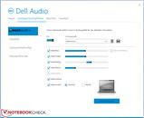 O usuário pode manipular os alto falantes e microfone mediante o Dell áudio software.