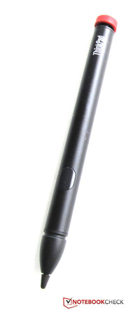 A caneta digitalizadora do tablet Lenovo ThinkPad.