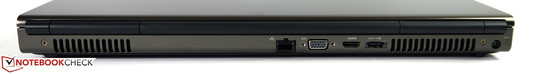 Traseira: LAN, VGA, HDMI, eSATA/USB 2.0 combo