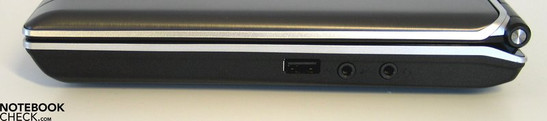 Lado direito: USB 2.0, áudio