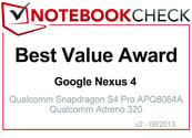 Best Value Award in August 2013: Google Nexus 4
