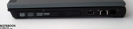 Lado Direito: SmartCard, DVD Drive, USB 2.0, LAN, Modem