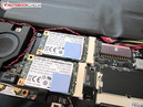 Os dois SSDs mSATA funcionam sob uma configuração RAID 0.