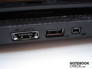 Um combo eSATA/USB 2.0, USB 2.0 e Firewire seguidos