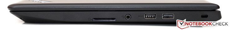right: SD card reader, combo audio jack, USB 3.0 Type-A, USB 2.0 Type-A, Kensington lock