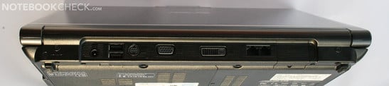 Back Side: Power Connector, 2x USB 2.0, S-VIDEO, VGA, DVI, LAN, Modem