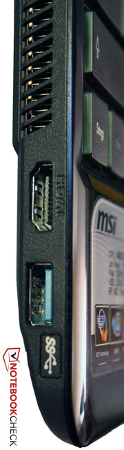 Apreciamos as interfaces HDMI e USB 3.0 no MSI Wind U270.
