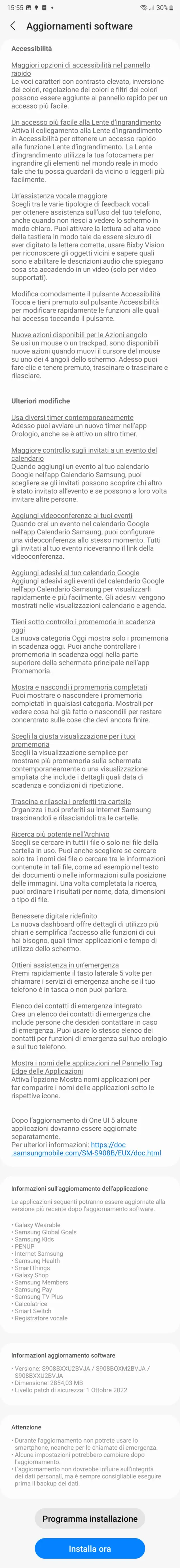 One UI 5.0 changelog (imagem via Tutto Android)