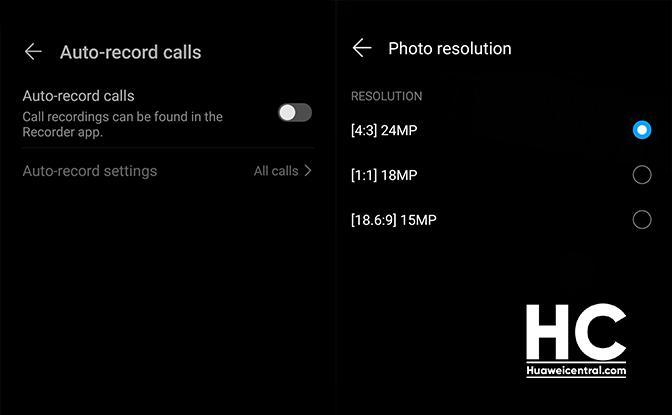 As duas características como estavam na EMUI 10.0. (Fonte da imagem: Huawei Central)