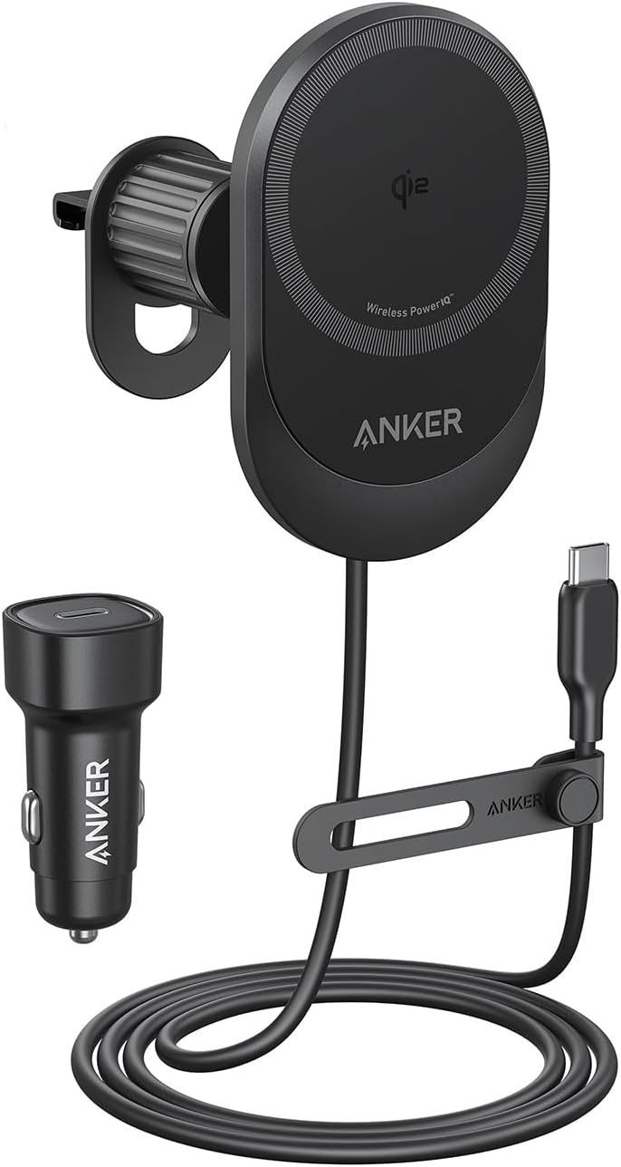 O carregador veicular sem fio Anker MagGo original (Pad, cabo USB-C integrado). (Fonte da imagem: Anker)