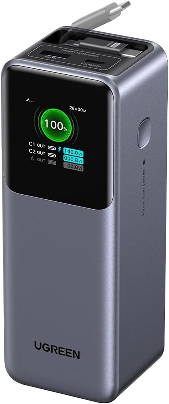 O Ugreen Nexode Power Bank com cabo retrátil. (Fonte da imagem: Ugreen)