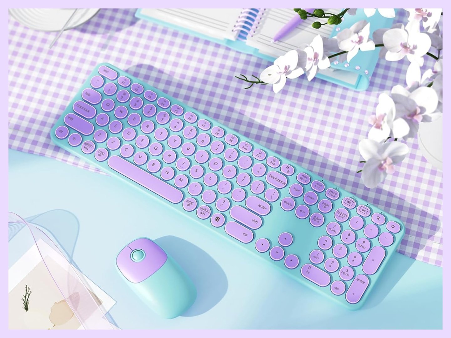 O combo de teclado e mouse sem fio Seenda Creative WGJP-073-3-SD é certamente bonito. (Fonte da imagem: Seenda Creative via Amazon)