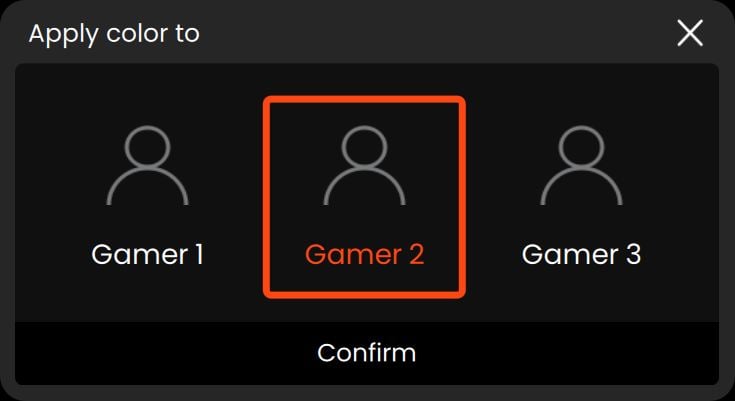 Atribuição aos 3 perfis de jogo personalizados