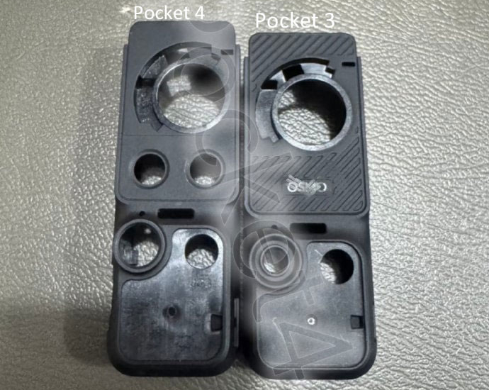 O chassi da Osmo Pocket 4 e da Pocket 3, da esquerda para a direita. (Fonte da imagem: via The New Camera)