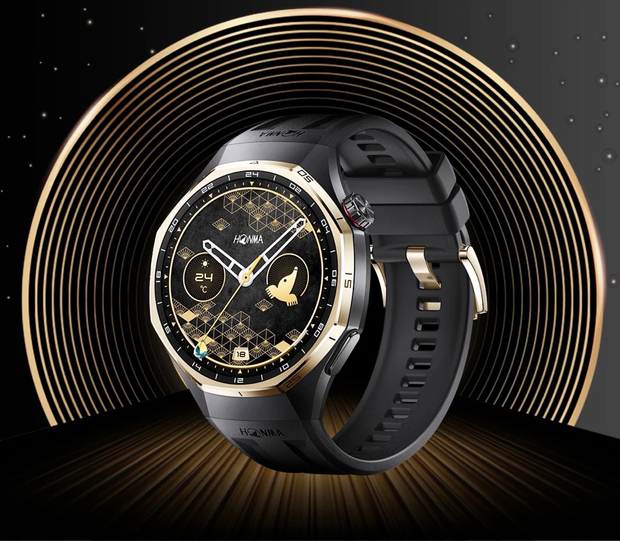 Honma x Huawei Watch GT 6 Pro é lançado com moldura dourada de