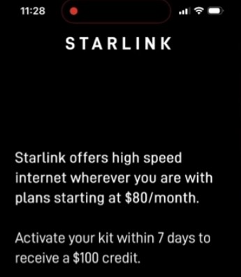 Oferta de plano de máquina de venda automática Starlink.