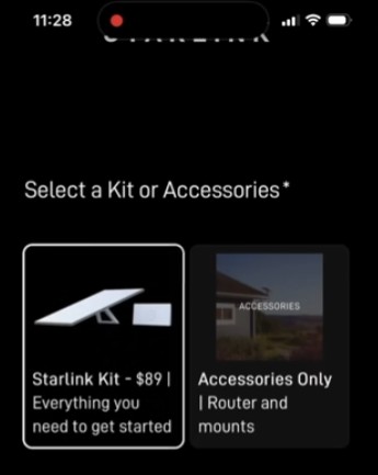 Oferta de pratos da máquina de venda automática Starlink.