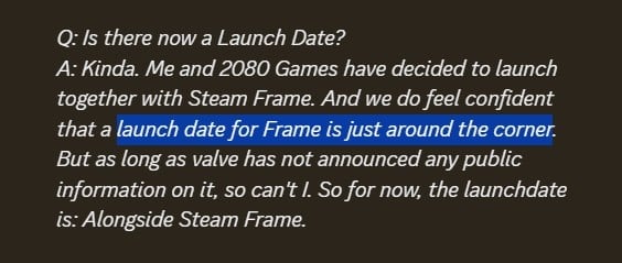 Atualização sobre o lançamento do Steam Frame.
