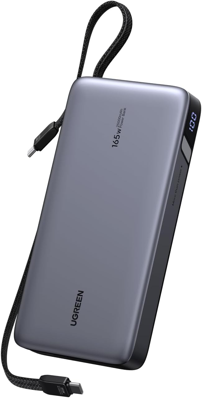 O Ugreen Nexode Power Bank (140W + 65W, 2 cabos USB-C integrados). (Fonte da imagem: Ugreen)