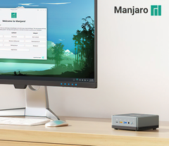 O DeskMini UM700 com o Manjaro Linux deve ser enviado em fevereiro. (Fonte da imagem: MINISFORUM)