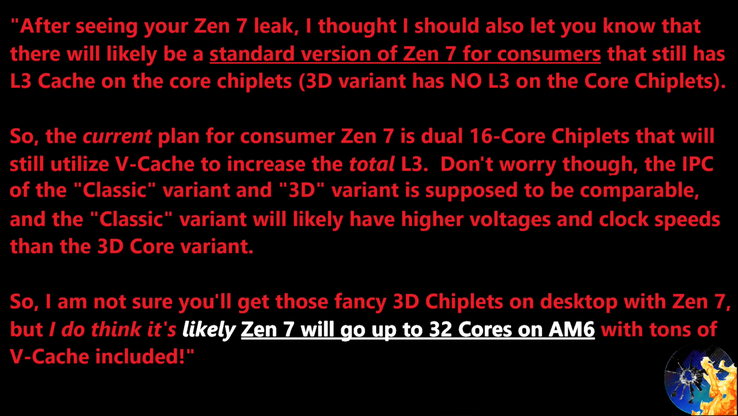 Vazamento da contagem de núcleos da CPU AMD Zen 7 AM6. (Fonte da imagem: Moore's Law Is Dead no YouTube)