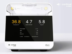 O computador CL1 da Cortical Labs funcionando com células cerebrais humanas.