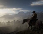Uma imagem mostrando Arthur Morgan em seu cavalo em Red Dead Redemption 2.