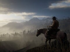 Uma imagem mostrando Arthur Morgan em seu cavalo em Red Dead Redemption 2.