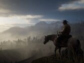 Uma imagem mostrando Arthur Morgan em seu cavalo em Red Dead Redemption 2.