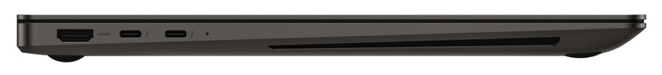 Lado esquerdo: HDMI, 2x Thunderbolt 4 (USB-C; Power Delivery, DisplayPort)