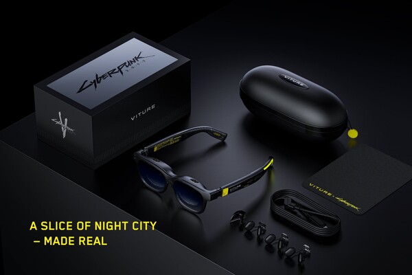 O VITURE x Cyberpunk 2077 Luma Cyber XR Glasses vem em uma caixa de varejo especial. (Fonte da imagem: Viture)