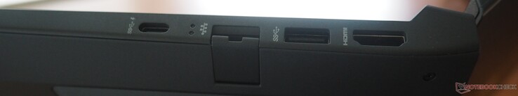 Lado direito: USB-C 3.0 (DP 1.4 + PD), RJ45 LAN, USB-A 3.0, HDMI 2.1