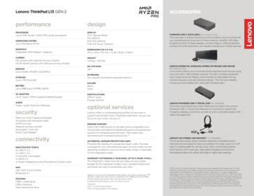 Especificações ThinkPad L13 G2 AMD