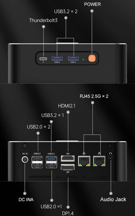 Morefine M600's portos externos (fonte: Morefine)