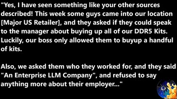 Nem mesmo a memória DDR5 voltada para jogadores está a salvo da OpenAI. (Fonte da imagem: Moore's Law Is Dead)