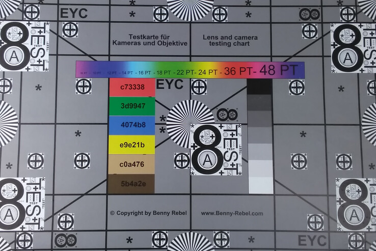 A photo of our test chart