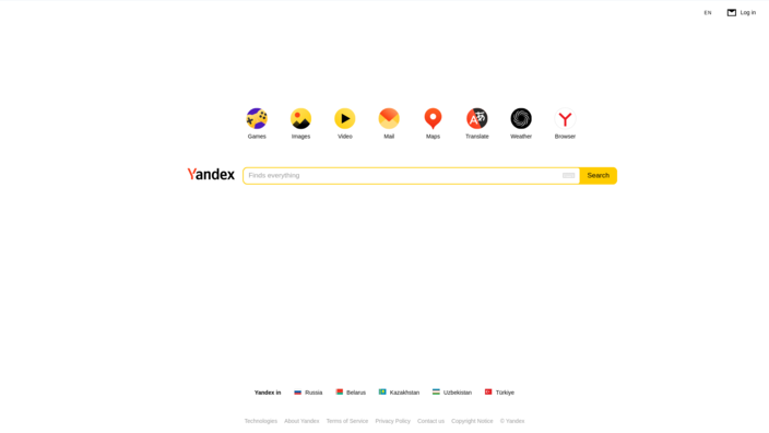 Yandex.com - página inicial a partir de fevereiro de 2023 (Fonte de imagem: Própria)