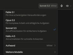 Captura de tela do seletor de modelos do Claude.ai com o Sonnet 5.5 selecionado