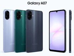 Três opções de cores esperadas para o Galaxy A07. (Fonte da imagem: Sudhanshu Ambhore via X)